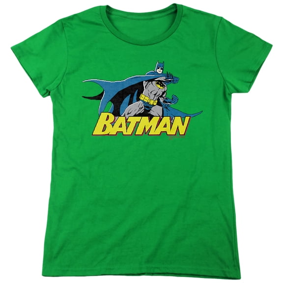 Batman 8 Bit Cape Women's T Shirt, Kelly Green, 2X-Large
