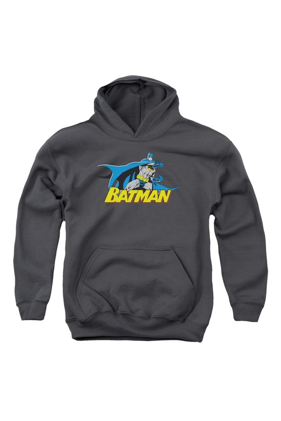 Batman - 8 Bit Cape - Youth Hooded Sweatshirt - Medium