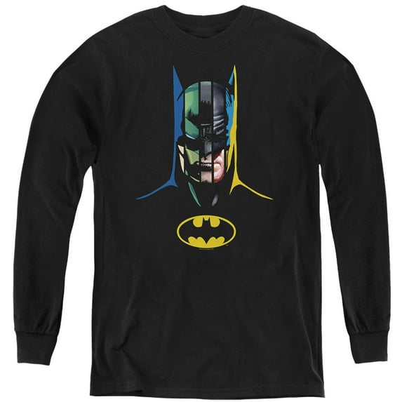 Batman 80 Years Many Faces Kids Long Sleeve T Shirt (Medium) for Youth Boys and Girls, Black