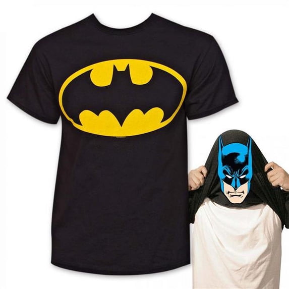 Batman 802569-L Batman Mens Black I Am Batman Flip T-Shirt - Large