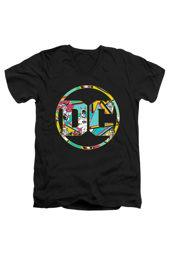 Batman - 80S Bat Logo - Slim Fit V Neck Shirt - Large
