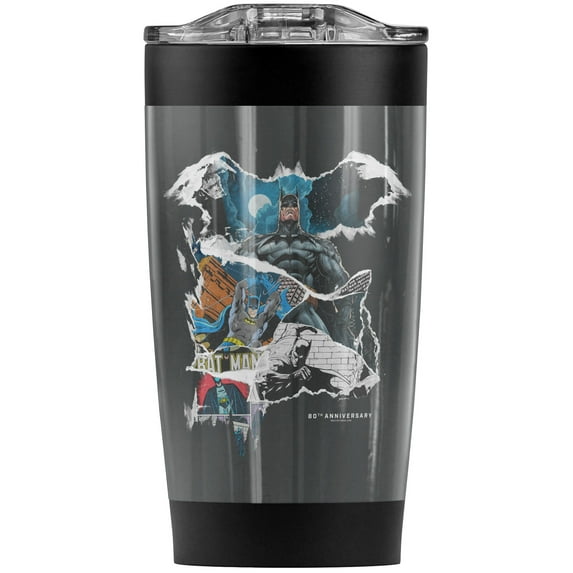 Batman 80Th Anniversary Collage Stainless Steel Tumbler 20 oz Coffee Travel Mug/Cup, Vacuum Insulated & Double Wall with Leakproof Sliding Lid | Great for Hot Drinks and Cold Beverages