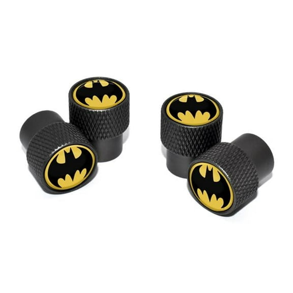 Batman Symbol Valve Stem Caps with Black Knurling 4-Pack