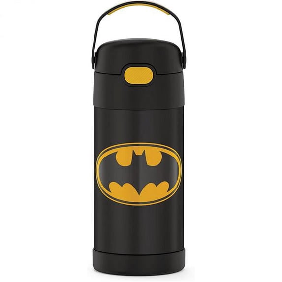 Batman 849189 12 oz DC Comics Symbol Stainless Steel Thermos Funtainer, Black