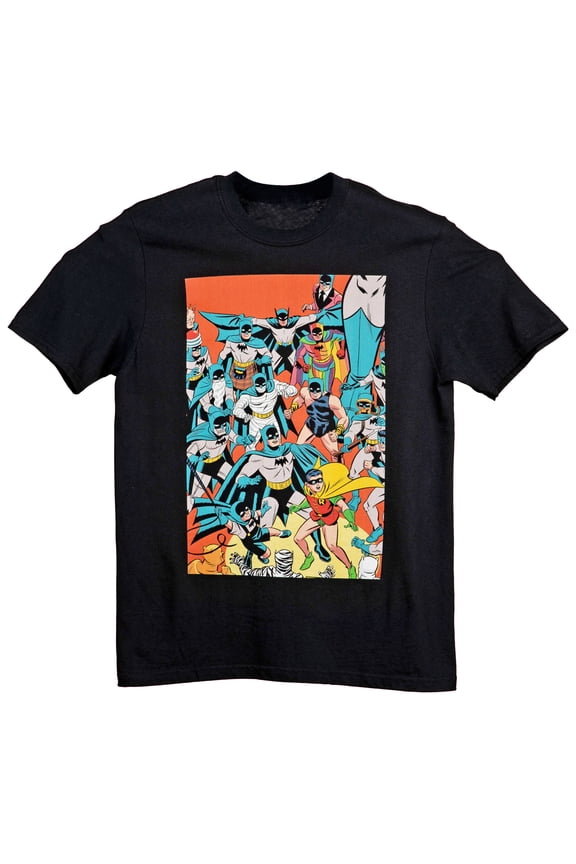 Mens Retro Character Collage T-Shirt, Black - Medium