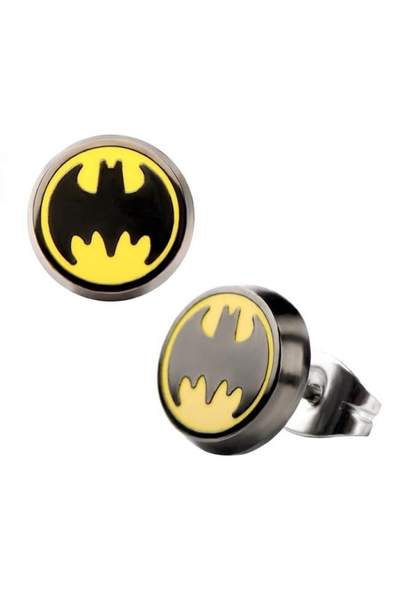 854477 Batman Symbol Round Stud Earrings
