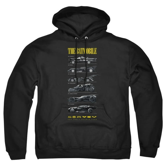 Batman 85th Anniversary Batmobile on Dark Adult Pull-Over Hoodie, Black, 3X-Large