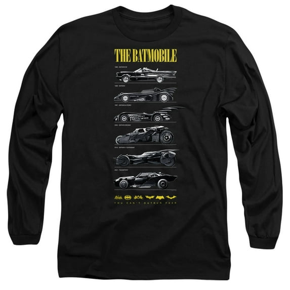 Batman 85th Anniversary Batmobile on Dark Unisex Adult Long-Sleeve T Shirt, Black, Medium