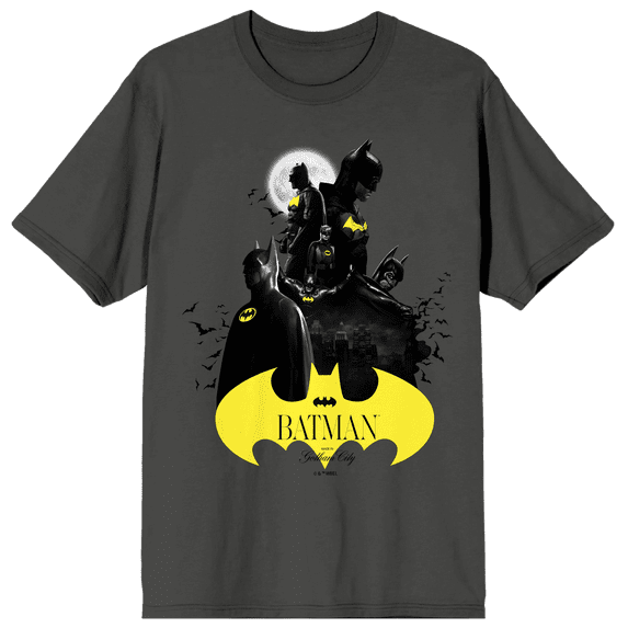 Batman 85th Mashup Character Group Crew Neck Short Sleeve Charcoal Women's T-shirt-Medium