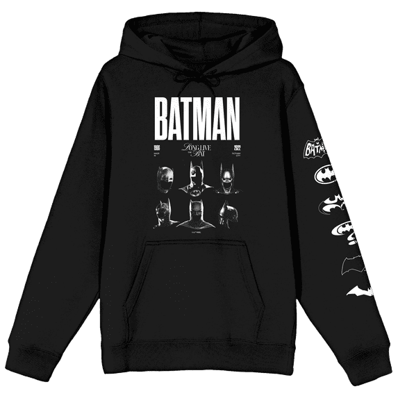 Batman 85th Mashup Headgear Long Sleeve Black Adult Hooded Sweatshirt-XL