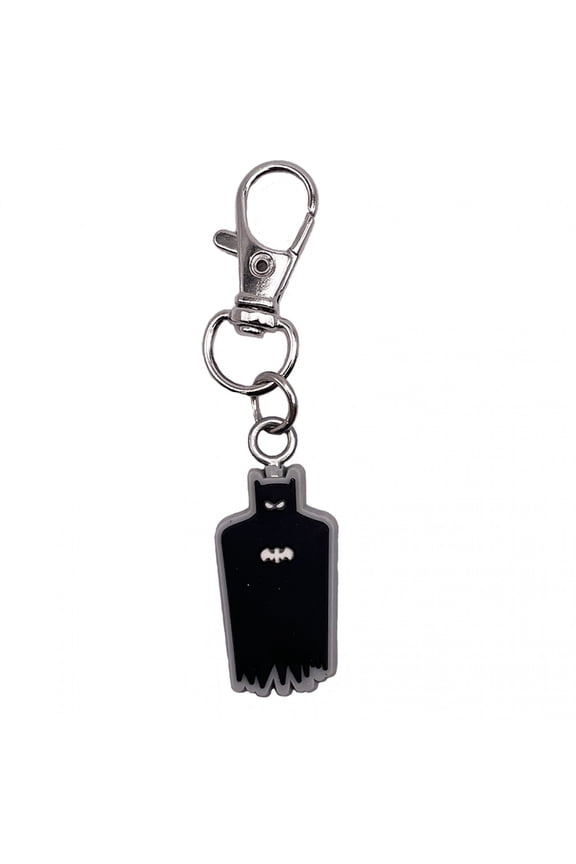 882308 Silhouette Rubber Keychain, Silver, Black & Grey