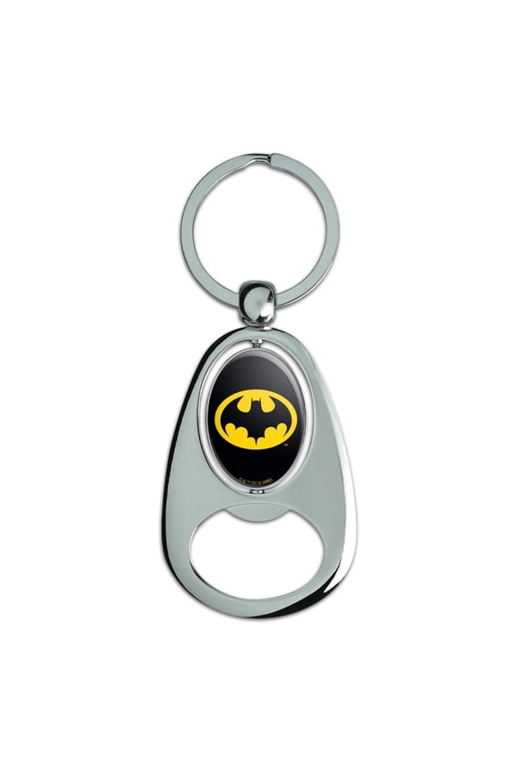 Batman 89 Logo Keychain Chrome Metal Spinning Oval Bottle Opener
