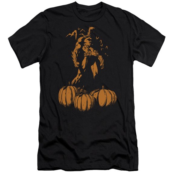 Batman Men's  A Bat Among Pumpkins Slim Fit T-shirt Black