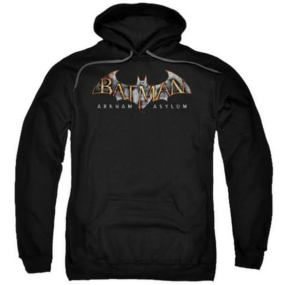Batman Aa-Arkham Asylum Logo - Adult Pull-Over Hoodie - Black- 2X