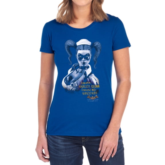 Batman Aa Arkham Harley Quinn Women's T Shirt, Royal, Medium