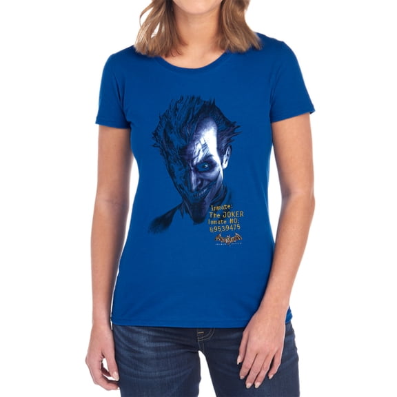 Batman Aa Arkham Joker Women's T Shirt, Royal, 2X-Large