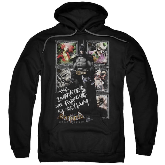 Batman Aa Running The Asylum Adult Pullover Hoodie Sweatshirt Black