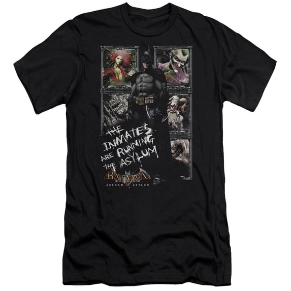 Batman Aa Running The Asylum Premium Canvas T-Shirt Adult Slim Fit 30/1 Black