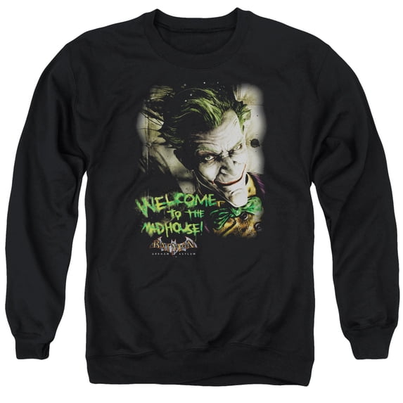Batman Aa Welcome To The Madhouse Adult Crewneck Sweatshirt Black