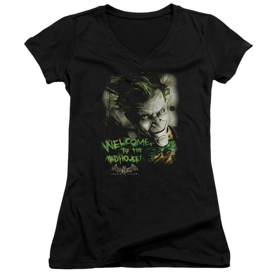 Batman Aa Welcome To The Madhouse Junior Women's T-Shirt V-Neck Black