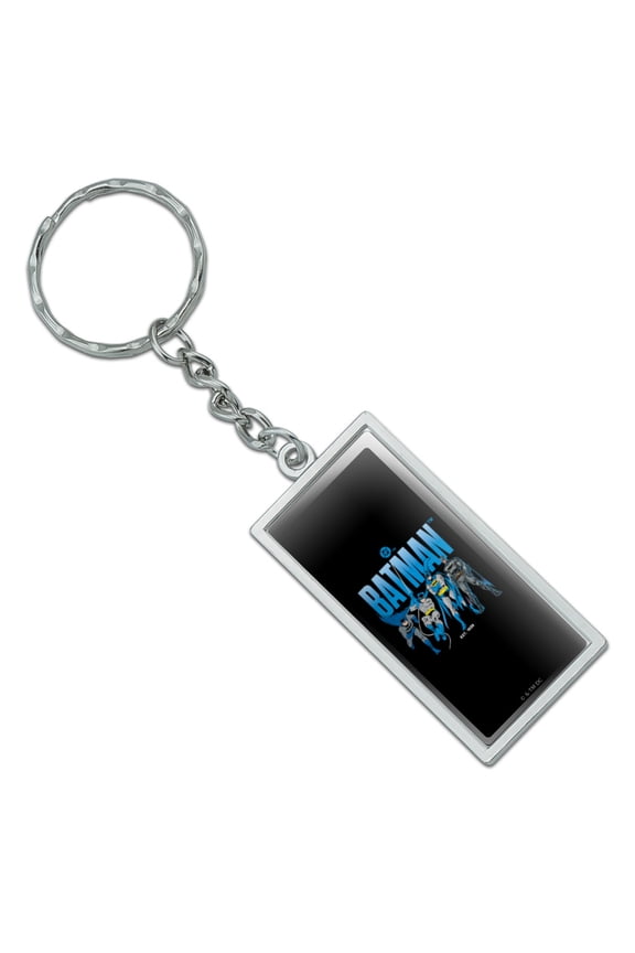Batman Across the Years Line Up Rectangle Keychain in Chrome Plated Metal