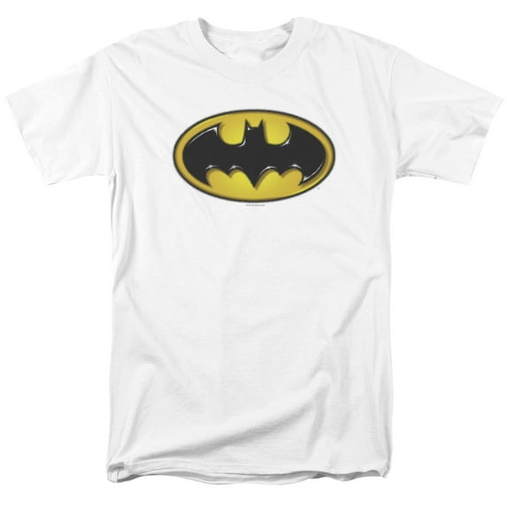 Batman Airbrush Bat Symbol S/S Adult 18/1 T-Shirt-White