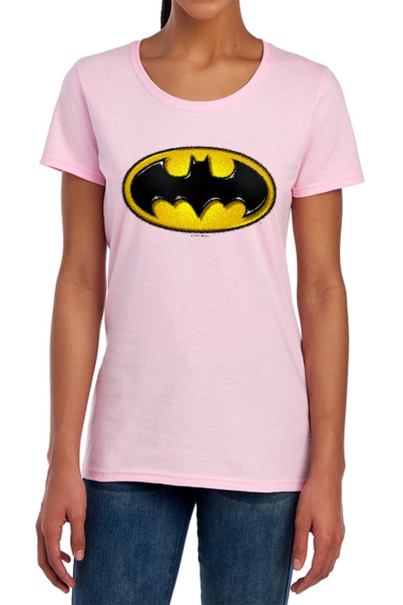 Batman Airbrush Bat Symbol Women's T Shirt, Pink, Large