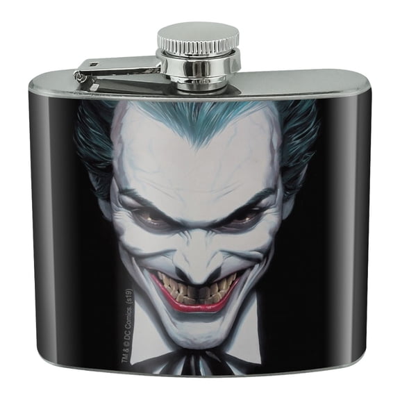 Batman Alex Ross Joker Head Stainless Steel 5oz Hip Drink Kidney Flask