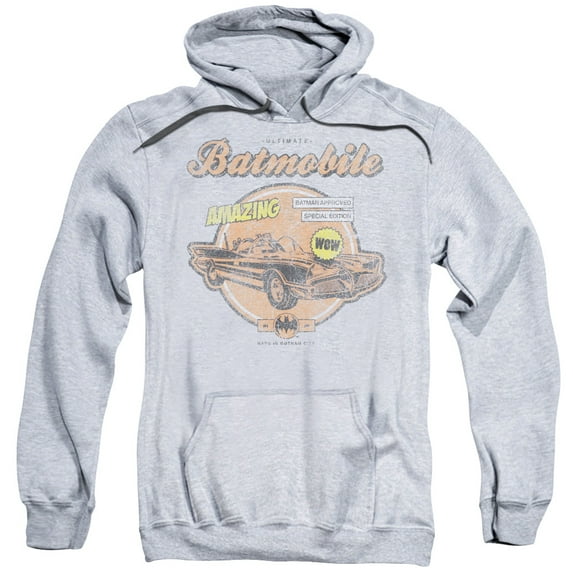 Batman Amazing Batmobile Adult Pullover Hoodie Sweatshirt Athletic Heather