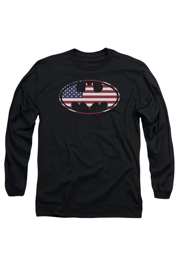 Batman - American Flag Oval - Long Sleeve Shirt - Large