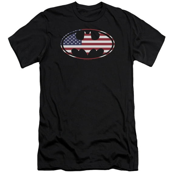 Batman - American Flag Oval - Premium Slim Fit Short Sleeve Shirt - X-Large