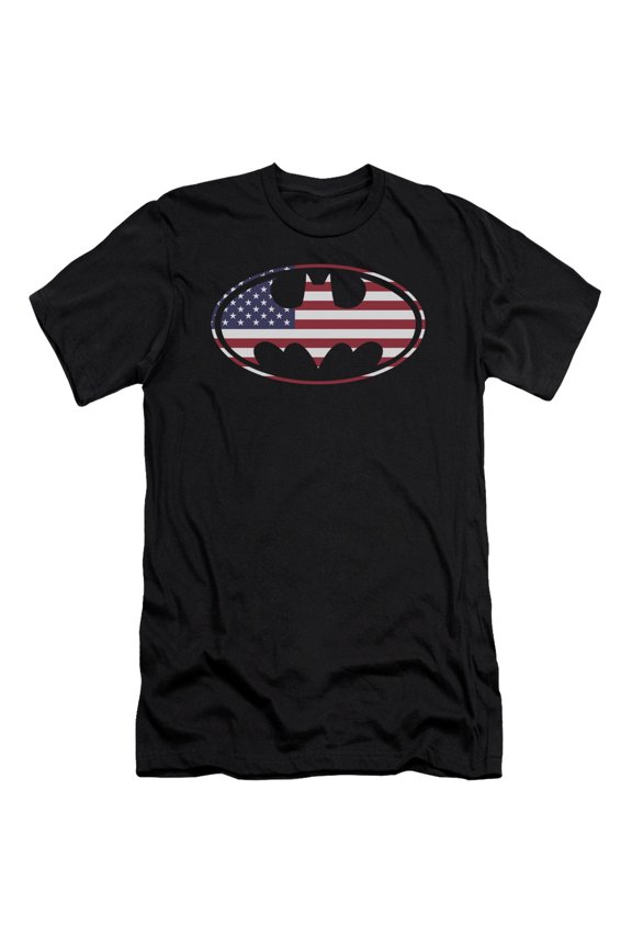 Batman - American Flag Oval - Slim Fit Short Sleeve Shirt - XX-Large