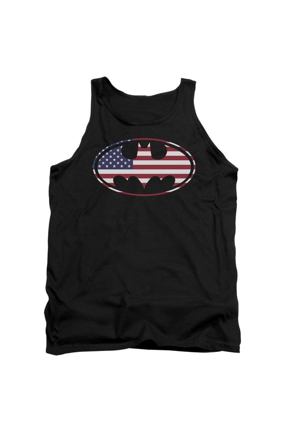 Batman Men's American Flag Oval Mens Tank Large Black