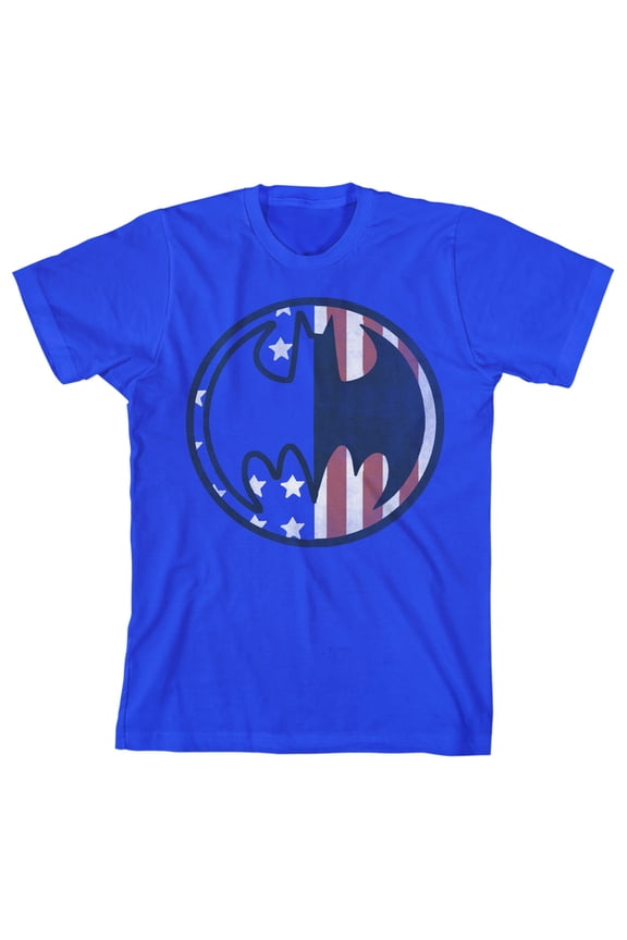 Batman Americana Logo Boy's Royal Blue T-shirt-S