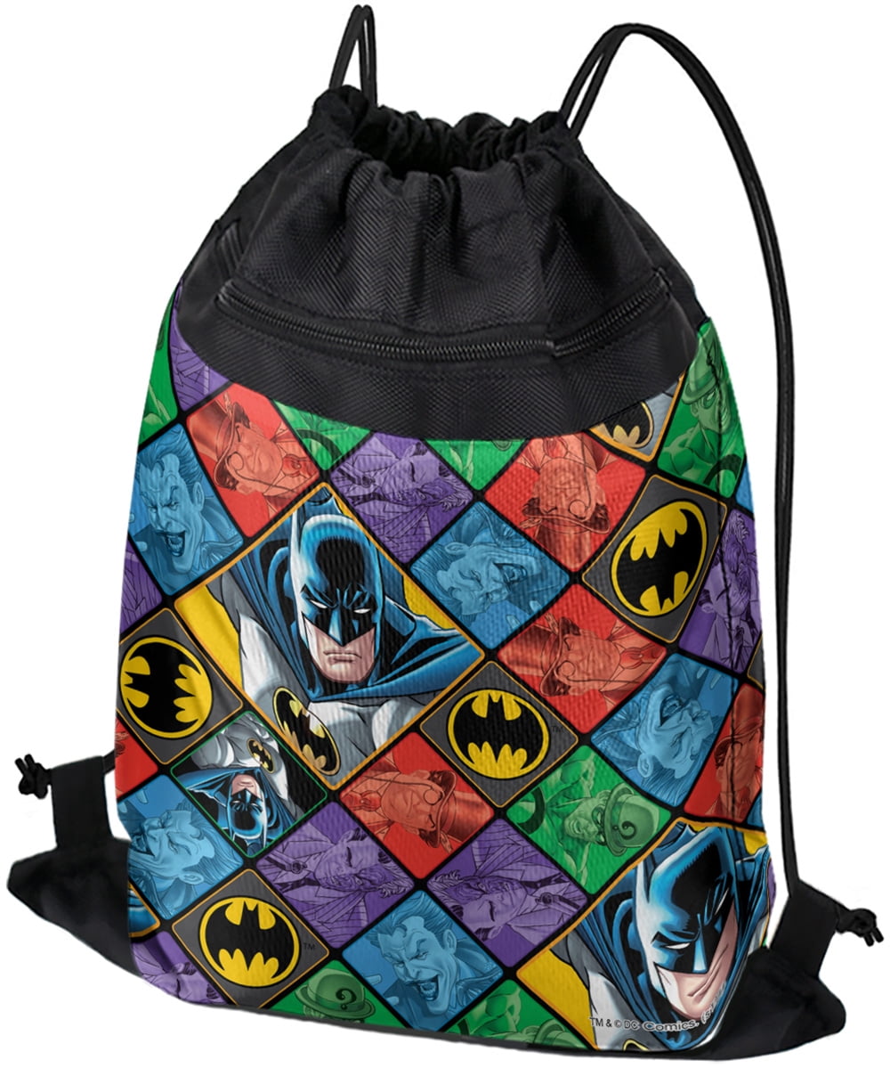 Batman And Villains Pattern Drawstring Backpack Sports Bag Sackpack 17 ...