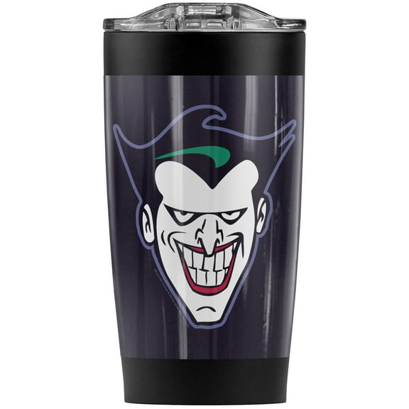 Batman: The Animated Series Joker Face Stainless Steel Tumbler 20 oz Coffee Travel Mug/Cup, Vacuum Insulated & Double Wall with Leakproof Sliding Lid | Great for Hot Drinks and Cold Beverages