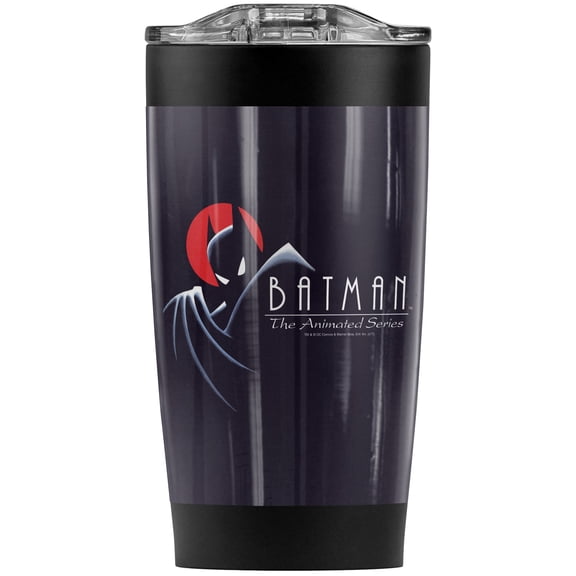 Batman: Animated Series Silhouette Logo Stainless Steel Tumbler 20 oz Coffee Travel Mug/Cup, Vacuum Insulated & Double Wall with Leakproof Sliding Lid | Great for Hot Drinks and Cold Beverages