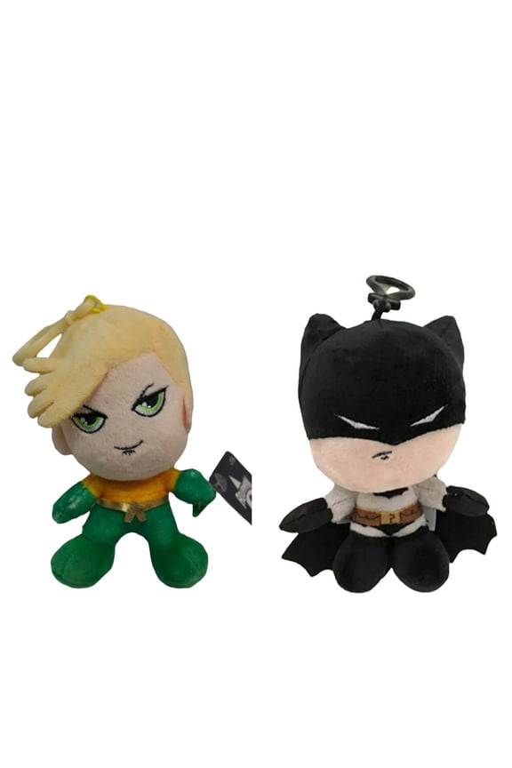 Batman & Aqua Man Justice League Dc Comics 5" Plush Keychain Clip Aqua Man New
