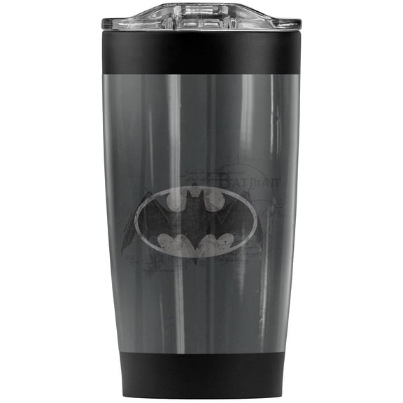 Batman Arcane Bat Logo Stainless Steel Tumbler 20 oz Coffee Travel Mug/Cup, Vacuum Insulated & Double Wall with Leakproof Sliding Lid | Great for Hot Drinks and Cold Beverages