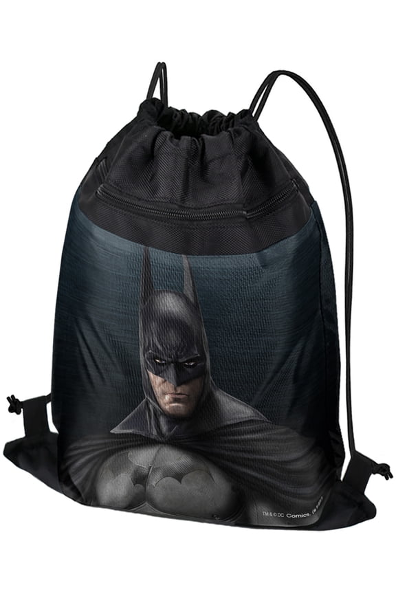 Batman Arkham Asylum Video Game Drawstring Backpack Sports Bag Sackpack 17" x 13", Perfect for Gym, Yoga or Practice