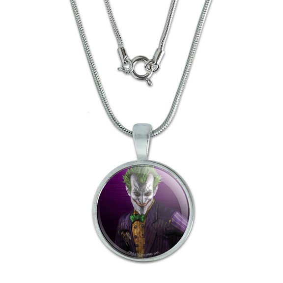 Batman Arkham Asylum Video Game Joker 0.75" Pendant with Sterling Silver Plated Chain