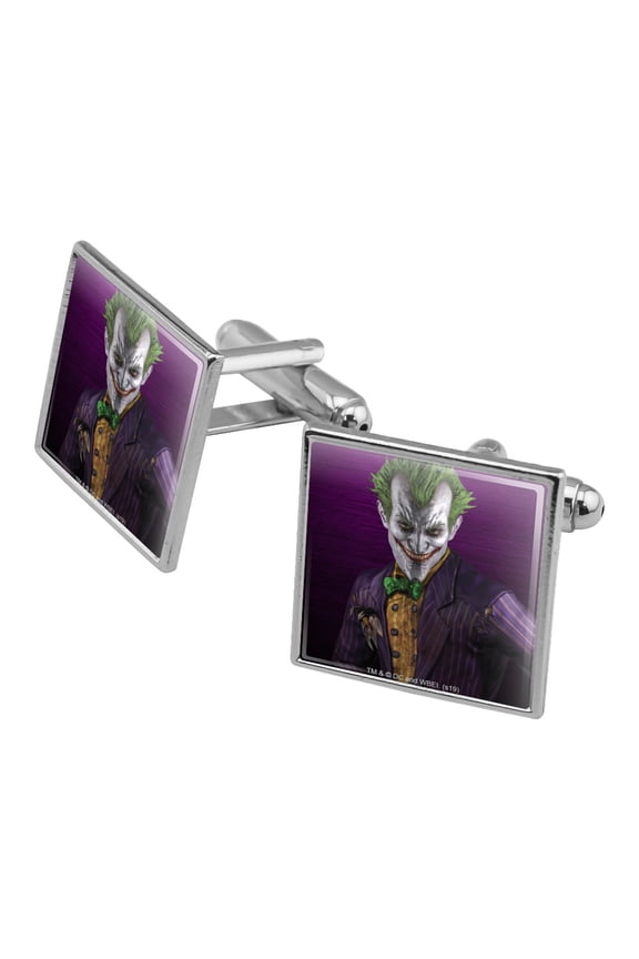 Batman Arkham Asylum Video Game Joker Square Cufflink Set - Silver or Gold