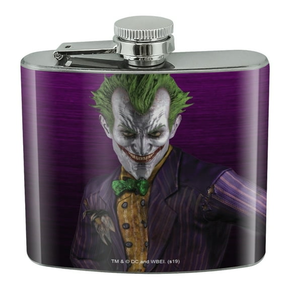 Batman Arkham Asylum Video Game Joker Stainless Steel 5oz Hip Drink Kidney Flask