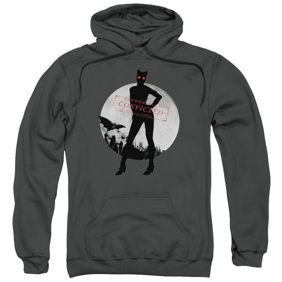 Batman Arkham City Catwoman Convicted Adult Pullover Hoodie Sweatshirt Charcoal
