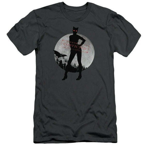 Batman Arkham City Catwoman Convicted S/S Adult 30/1 T-Shirt Charcoal