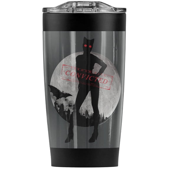 Batman: Arkham City Catwoman Convicted Stainless Steel Tumbler 20 oz Coffee Travel Mug/Cup, Vacuum Insulated & Double Wall with Leakproof Sliding Lid | Great for Hot Drinks and Cold Beverages