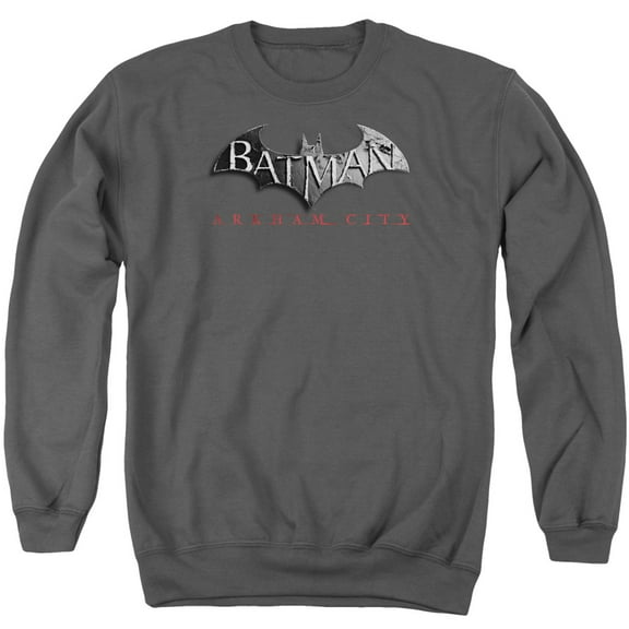 Batman Arkham City Logo Adult Crewneck Sweatshirt Charcoal