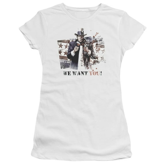 Batman Arkham City We Want You S/S Junior Women's T-Shirt Sheer White