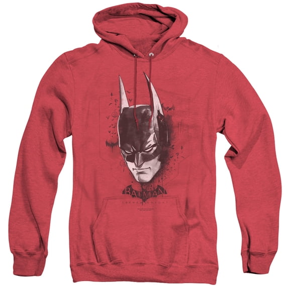 Batman Arkham Knight Ak Head Adult Heather Hoodie Sweatshirt Red