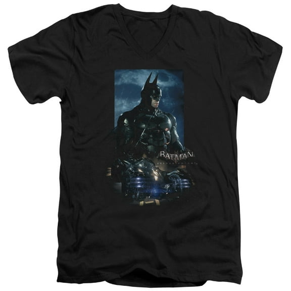 Batman Arkham Knight Batmobile S/S Adult V-Neck T-Shirt 30/1 T-Shirt Black